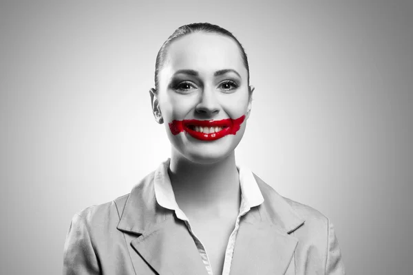 Young woman with vivid red mouth — Stock Photo, Image