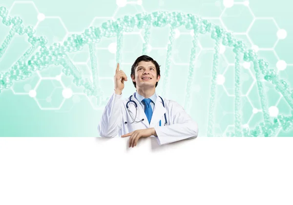 Arzt mit Banner — Stockfoto