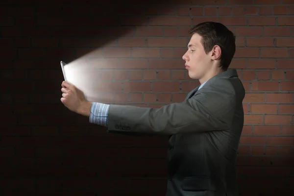 Businessman with a tablet computer — Stock Photo, Image