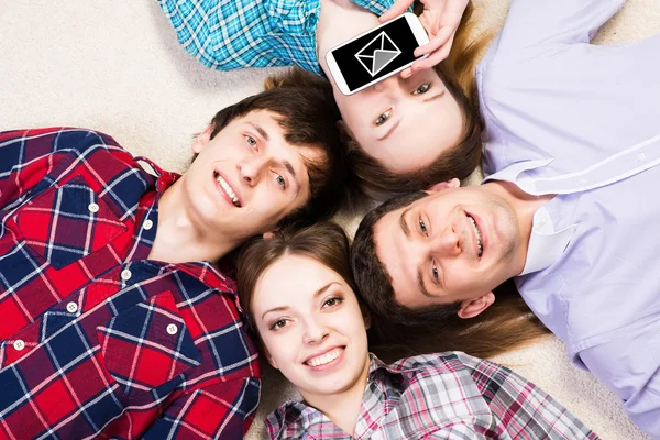 Young men lie together — Stock Photo, Image