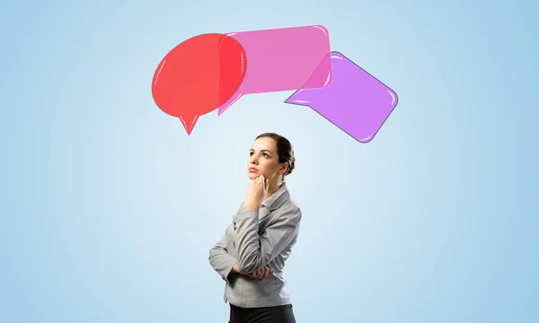 Woman thinking about something — Stock Photo, Image