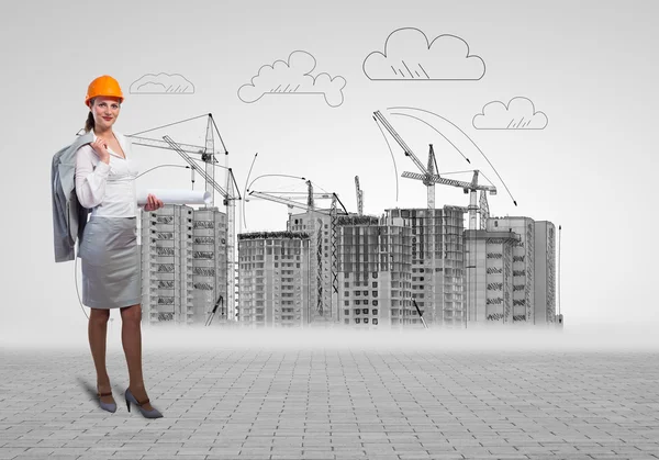 Young woman architect — Stock Photo, Image