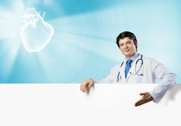 Doctor cu banner — Fotografie, imagine de stoc