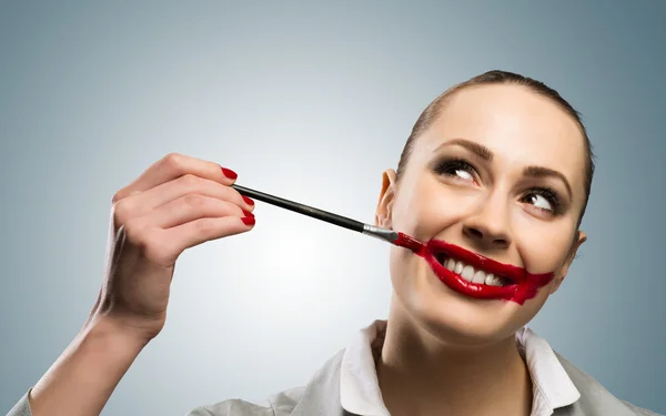 Woman with vivid red mouth — Stock Photo, Image