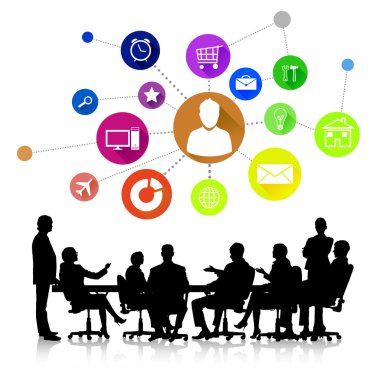 Grup iş insan siluetleri