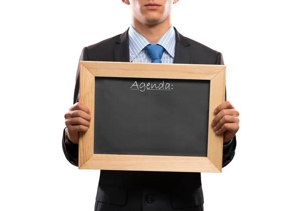 Joven hombre de negocios con marco — Foto de Stock