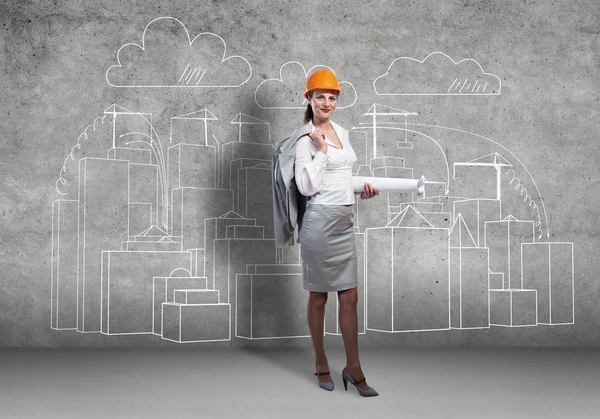 Young woman architect — Stock Photo, Image