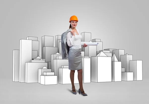 Young woman architect — Stock Photo, Image