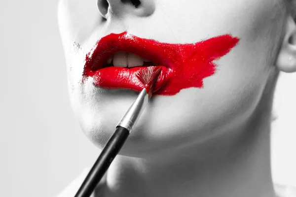 जिवंत लाल तोंडासह संकल्पनात्मक प्रतिमा — स्टॉक फोटो, इमेज