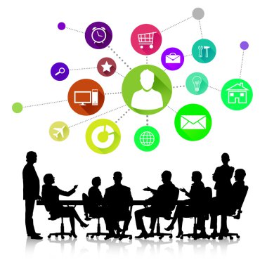 Grup iş insan siluetleri