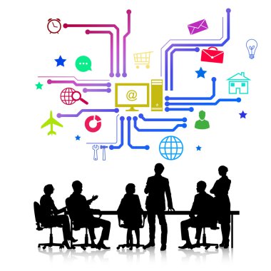 Group of business people silhouettes clipart
