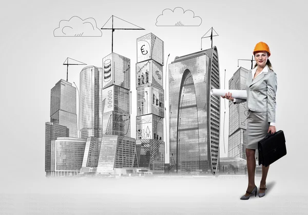 Young woman architect — Stock Photo, Image