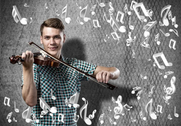 Man violinist i casual — Stockfoto