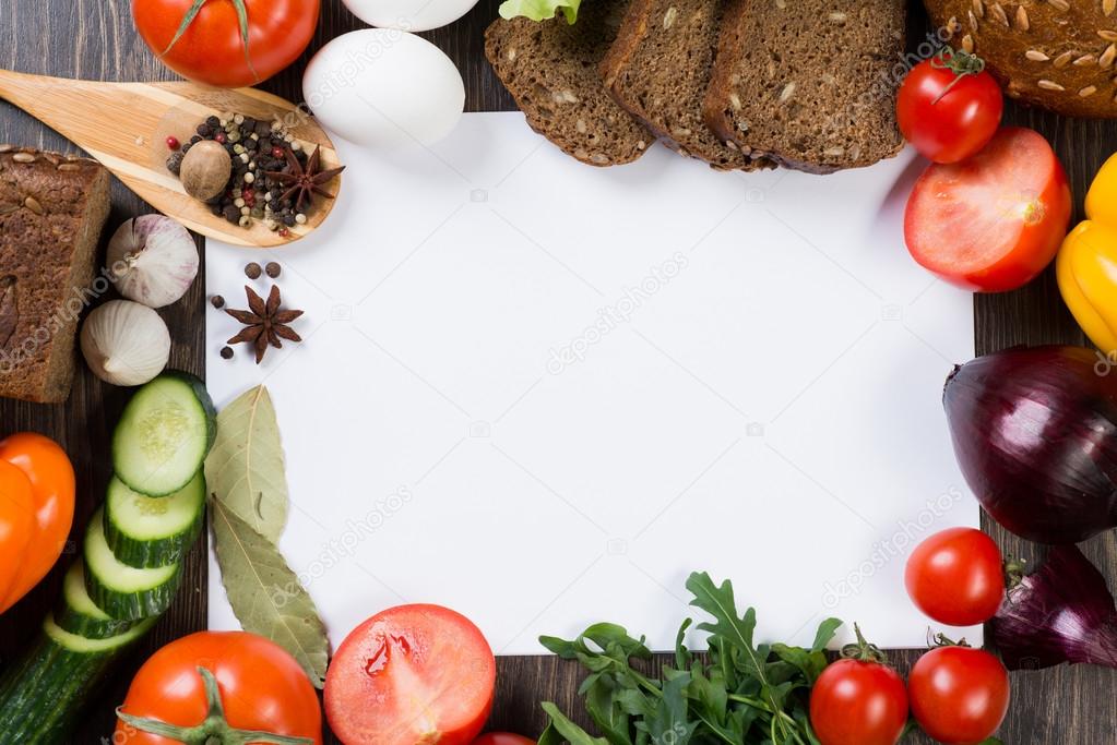 Vegetables and spices on kitchen table