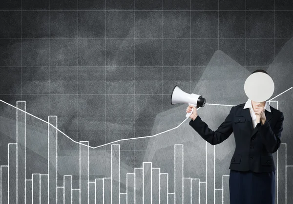 Unrecognizable Businesswoman with megaphone — Stock Photo, Image