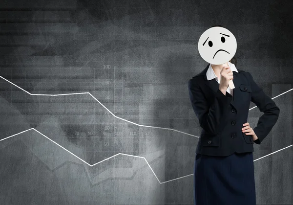 Unrecognizable businesswoman with mask — Stock Photo, Image