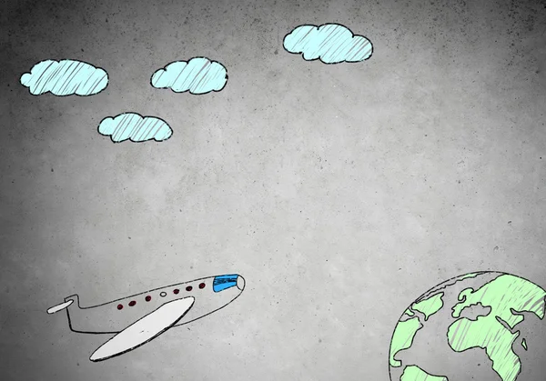Cartoon van vliegende vliegtuig — Stockfoto