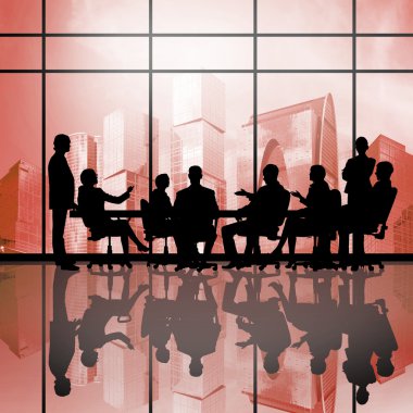 Businessteam sitting round table clipart