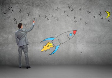 işadamı çizim roket