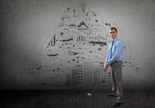 Empresario jugando al golf — Foto de Stock