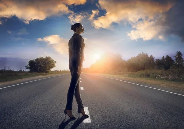 Businesswoman on way to success — Stock Photo, Image