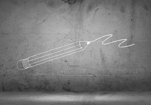 Drawn pencil on wall — Stock Photo, Image