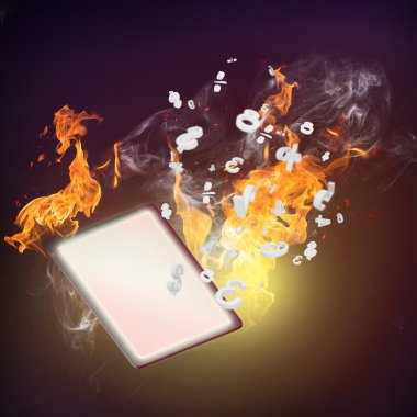 Bilgisayar yanan alevler ateş