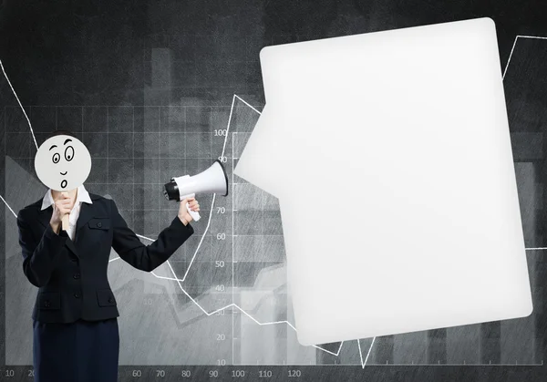 Unrecognizable Businesswoman with megaphone — Stock Photo, Image