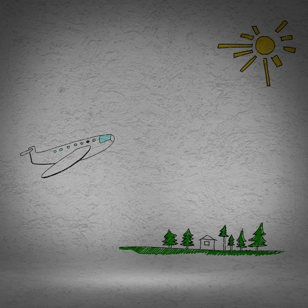 Desenhos animados de avião voador — Fotografia de Stock