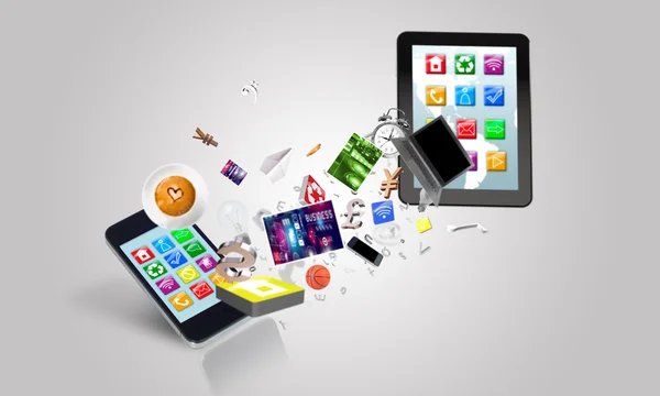 Electronic devices and icons — Stock Photo, Image