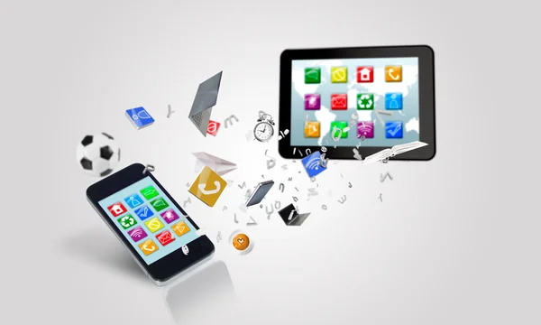Electronic devices and icons — Stock Photo, Image
