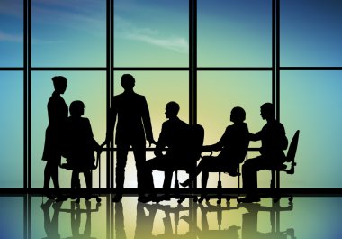 silhouttes iş adamları iş başında