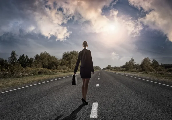 Young businesswoman on road to success — Stock Photo, Image