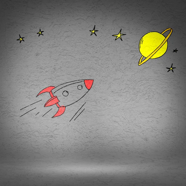 卡通太空火箭 — 图库照片