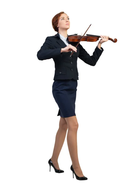 Femme d'affaires jouant du violon — Photo