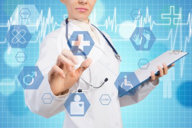 genç kadın doktor simgesi dokunmadan