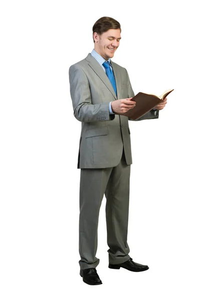 Geschäftsmann liest Buch — Stockfoto