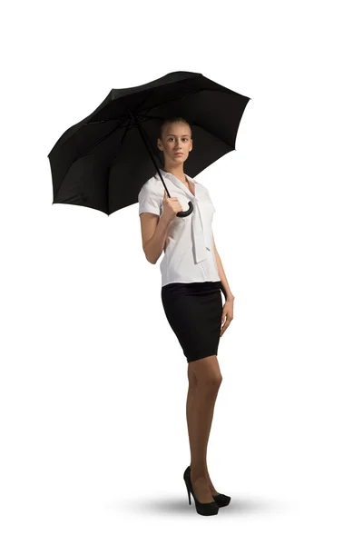Beautiful business woman holding umbrella — Stock Photo, Image