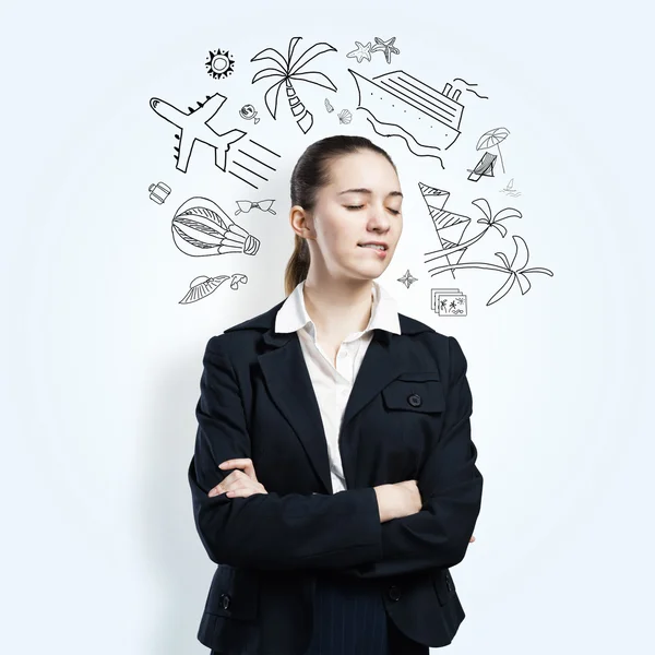 Young pretty businesswoman dreaming — Stock Photo, Image