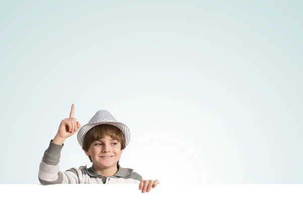 Cute boy with banner — Stock Photo, Image