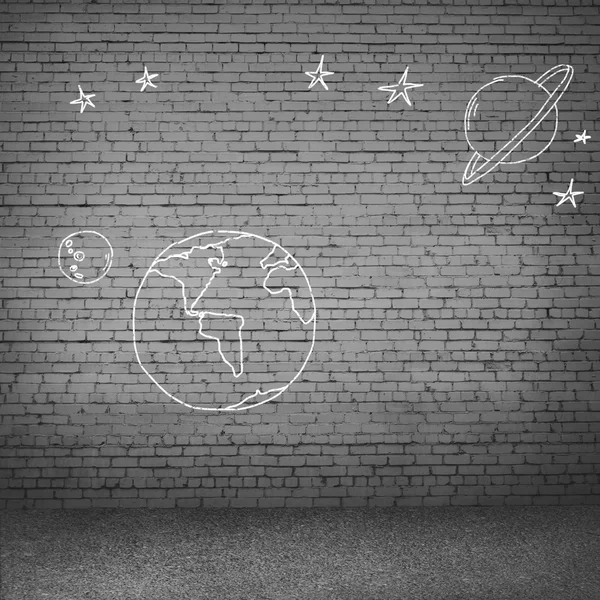 壁に描かれた地球 — ストック写真