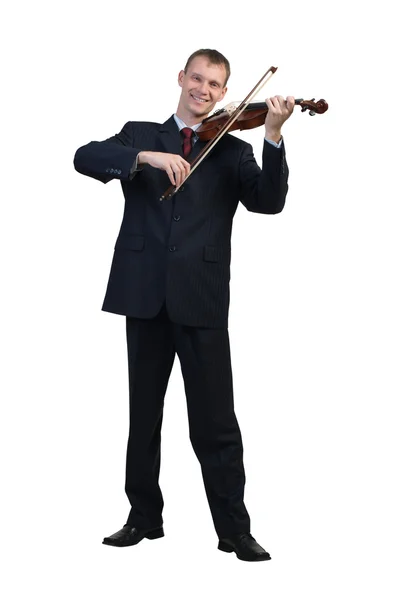 Businessman playing violin — Stock Photo, Image