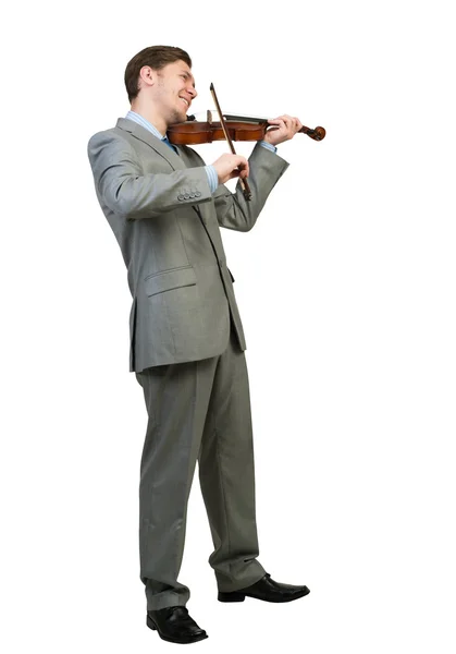 Homme d'affaires jouant du violon — Photo