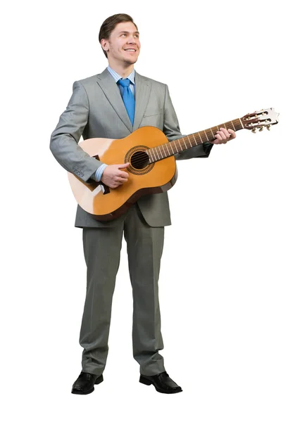 Affärsman spela gitarr — Stockfoto