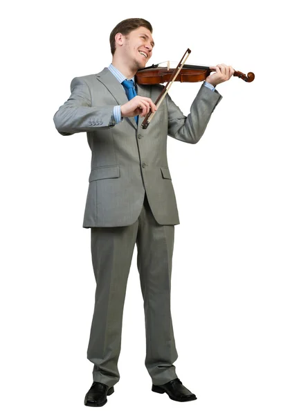 Businessman playing violin — Stock Photo, Image