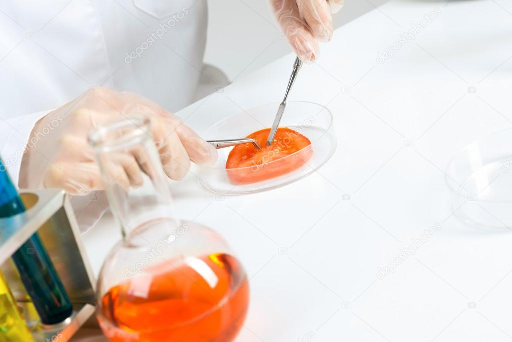 female scientist hands making tests