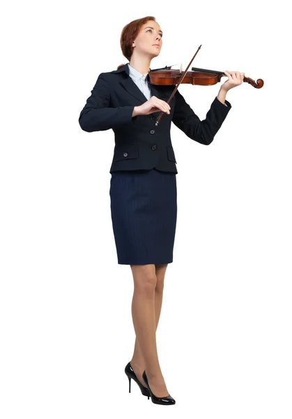 Affärskvinna spela fiol — Stockfoto