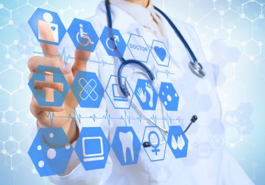 genç kadın doktor simgesi dokunmadan