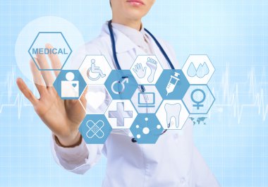 genç kadın doktor simgesi dokunmadan