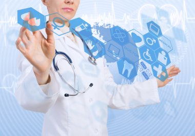 genç kadın doktor simgesi dokunmadan
